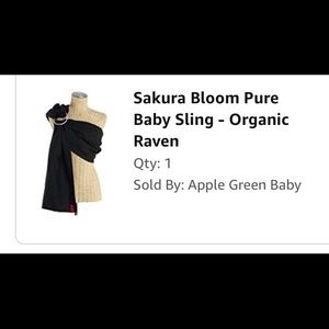Sakura Bloom pure baby ring sling organic raven